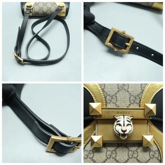 GUCCI Osiride Brown&Black Canvas&Leather Shoulder Bag 878-061825 - Picture 6 of 12